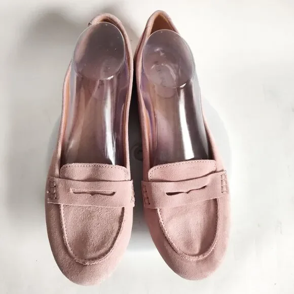 Merona Penny Loafers Size 11 Pastel Pink Slip On Suede Preppy Flat Comfort Shoes - Picture 6 of 10
